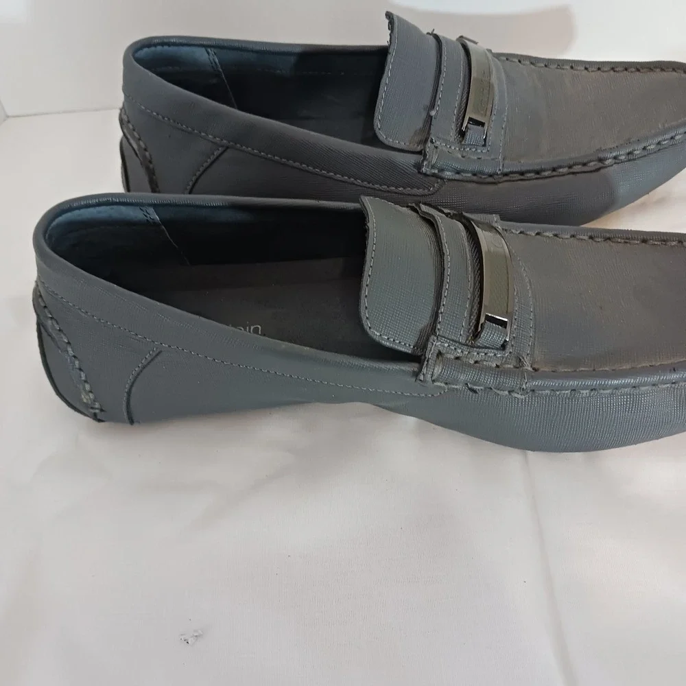 Calvin Klein Merve Gray Slip-On Loafer Synthetic Upper Logo Men's 10.5 M